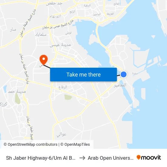 Sh Jaber Highway-6/Um Al Baid to Arab Open University map