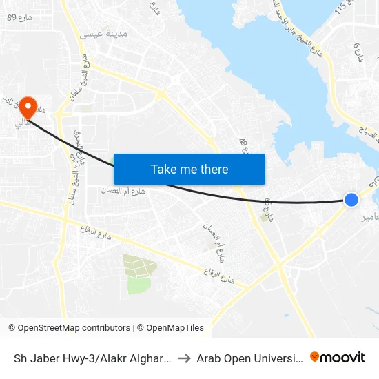 Sh Jaber Hwy-3/Alakr Algharbi to Arab Open University map