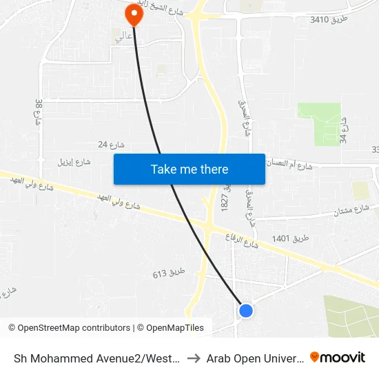 Sh Mohammed Avenue2/West Riffa to Arab Open University map