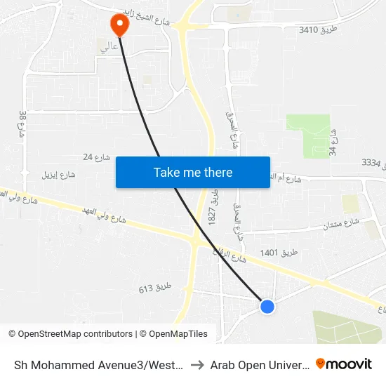 Sh Mohammed Avenue3/West Riffa to Arab Open University map