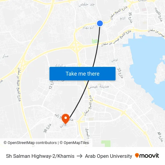 Sh Salman Highway-2/Khamis to Arab Open University map