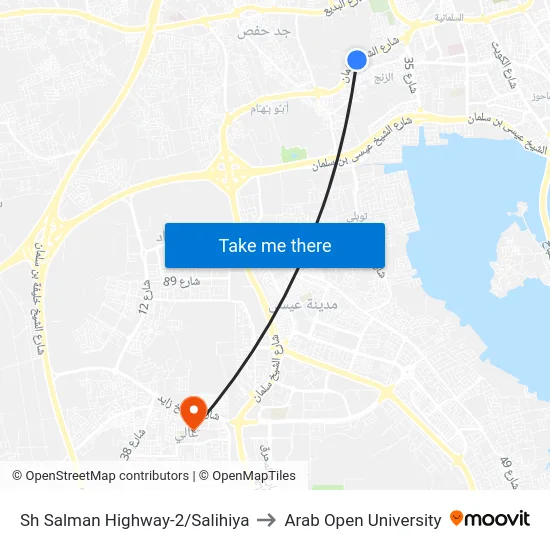 Sh Salman Highway-2/Salihiya to Arab Open University map