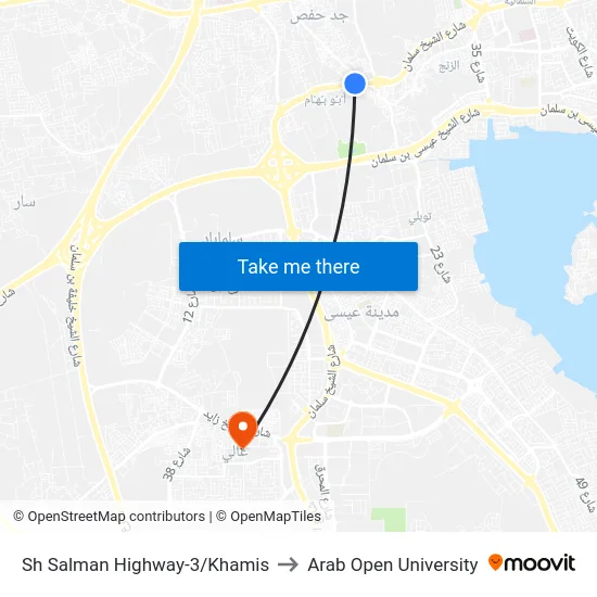 Sh Salman Highway-3/Khamis to Arab Open University map