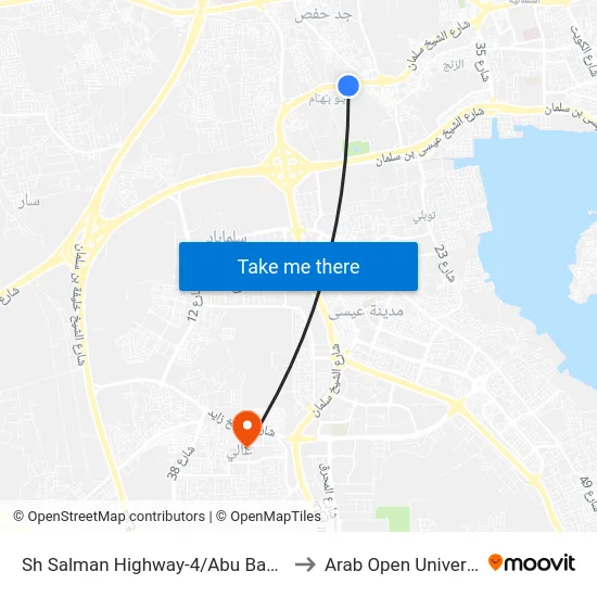 Sh Salman Highway-4/Abu Bahaam to Arab Open University map