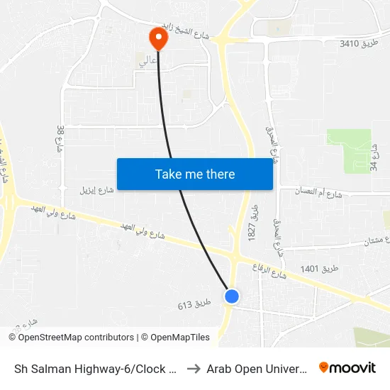 Sh Salman Highway-6/Clock R/A to Arab Open University map