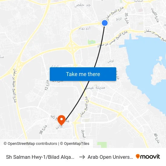 Sh Salman Hwy-1/Bilad Alqadim to Arab Open University map