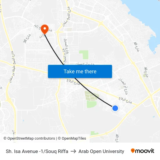 Sh. Isa Avenue -1/Souq Riffa to Arab Open University map