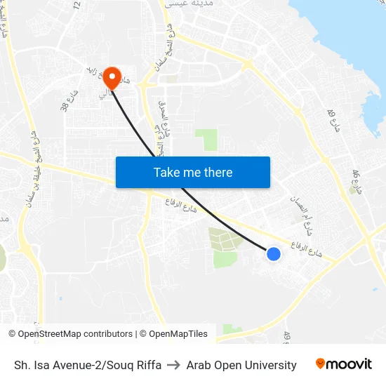 Sh. Isa Avenue-2/Souq Riffa to Arab Open University map