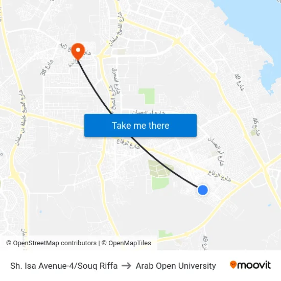 Sh. Isa Avenue-4/Souq Riffa to Arab Open University map