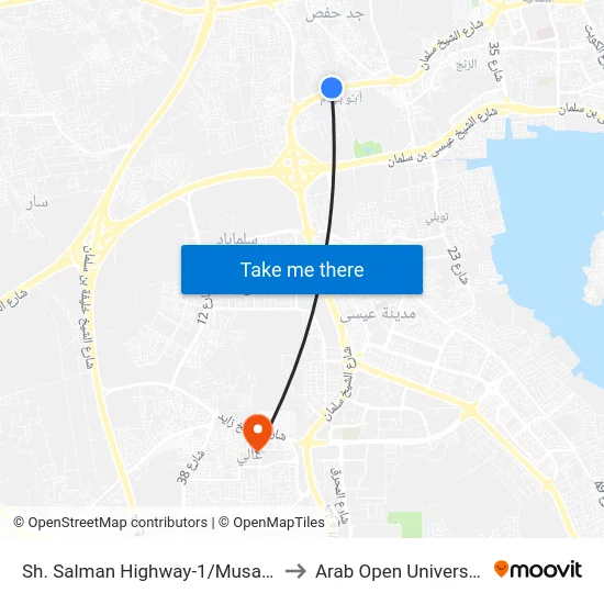 Sh. Salman Highway-1/Musalla to Arab Open University map