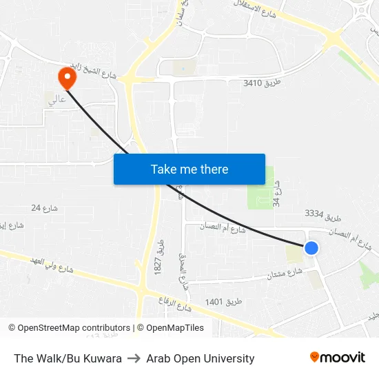 The Walk/Bu Kuwara to Arab Open University map