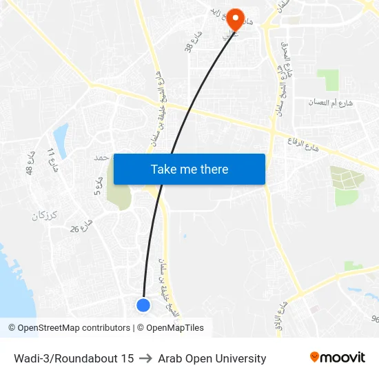 Wadi-3/Roundabout 15 to Arab Open University map