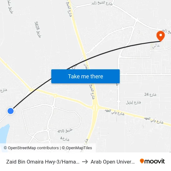 Zaid Bin Omaira Hwy-3/Hamalah to Arab Open University map