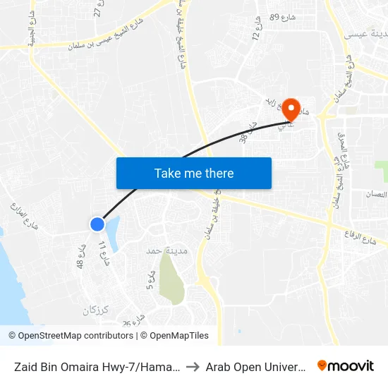 Zaid Bin Omaira Hwy-7/Hamalah to Arab Open University map