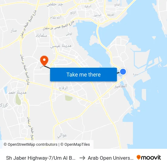 Sh Jaber Highway-7/Um Al Baid to Arab Open University map