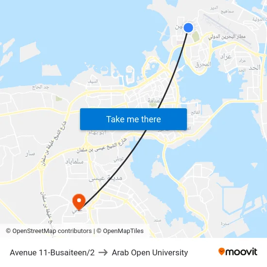 Avenue 11-Busaiteen/2 to Arab Open University map