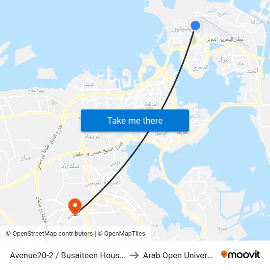 Avenue20-2 / Busaiteen Housing to Arab Open University map