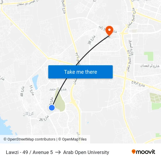 Lawzi - 49 / Avenue 5 to Arab Open University map