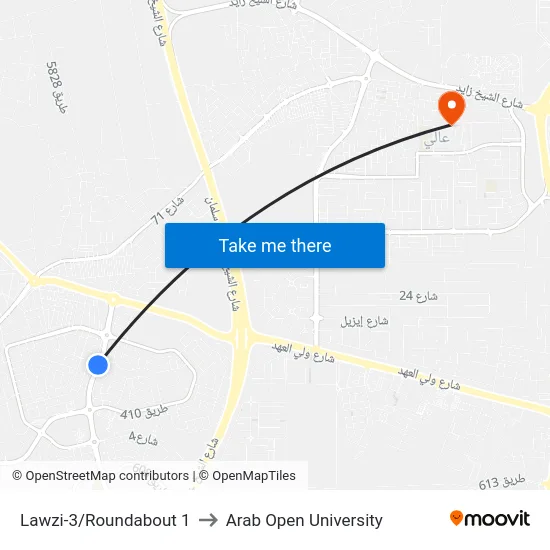 Lawzi-3/Roundabout 1 to Arab Open University map