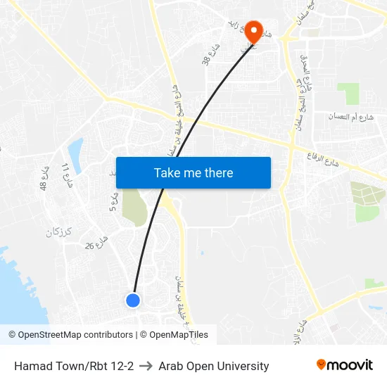 Hamad Town/Rbt 12-2 to Arab Open University map