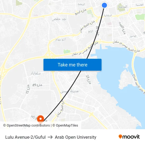 Lulu Avenue-2/Guful to Arab Open University map