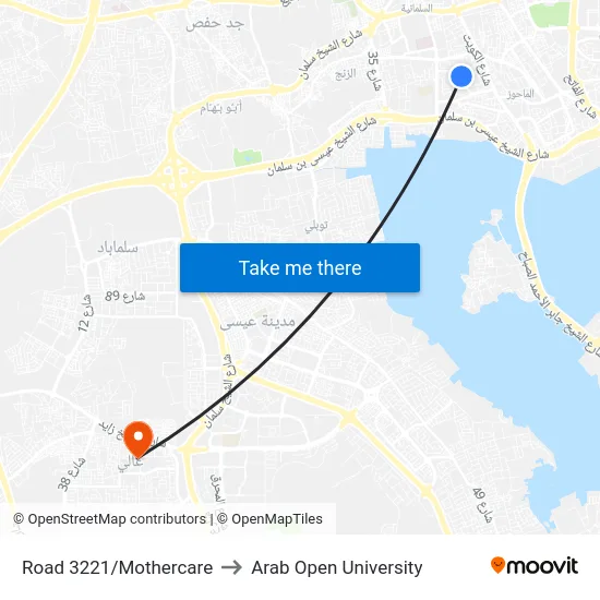 Road 3221/Mothercare to Arab Open University map
