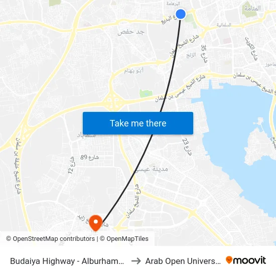 Budaiya Highway - Alburhama/2 to Arab Open University map