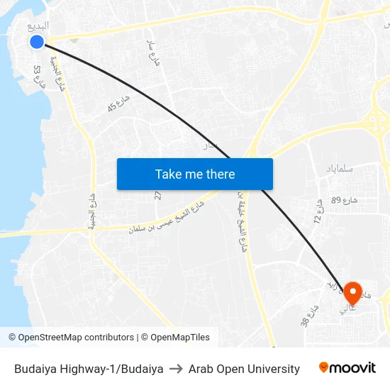 Budaiya Highway-1/Budaiya to Arab Open University map