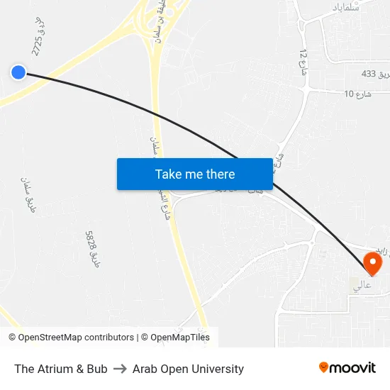 The Atrium & Bub to Arab Open University map