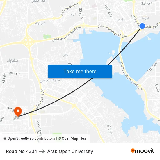 Road No 4304 to Arab Open University map