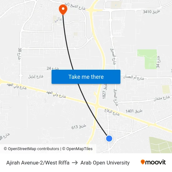 Ajirah Avenue-2/West Riffa to Arab Open University map