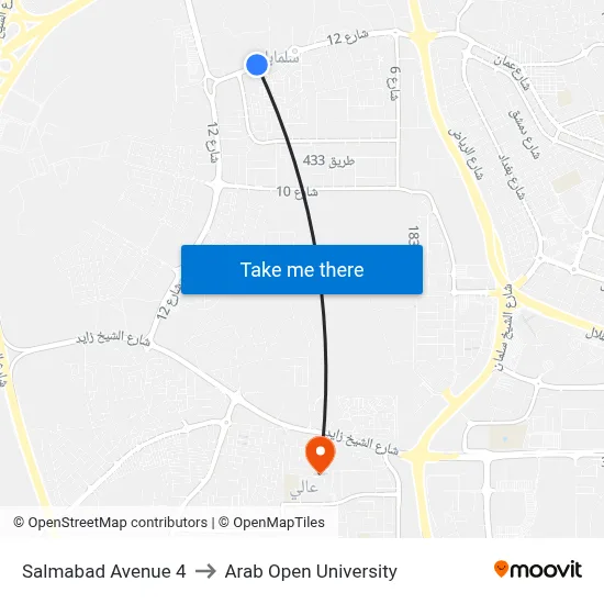 Salmabad Avenue 4 to Arab Open University map