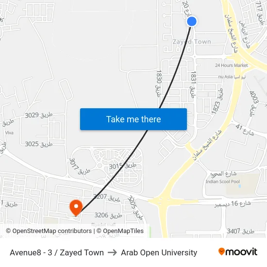 Avenue8 - 3 / Zayed Town to Arab Open University map