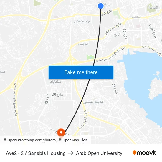 Ave2 - 2 / Sanabis Housing to Arab Open University map