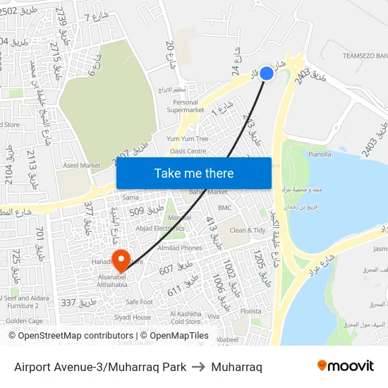 Airport Avenue-3/Muharraq Park to Muharraq map