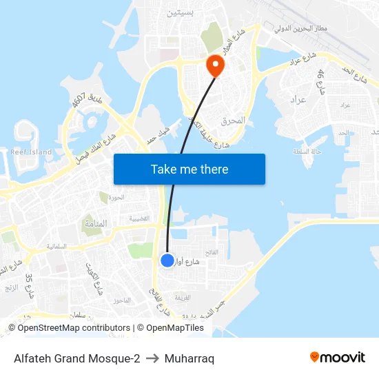 Alfateh Grand Mosque-2 to Muharraq map