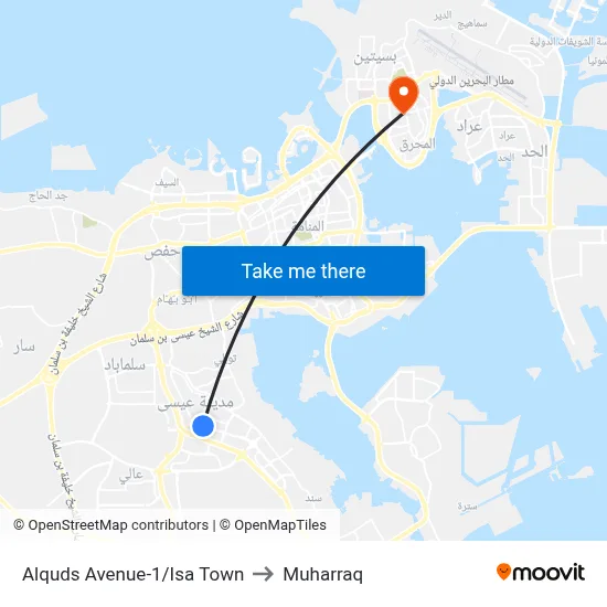 Alquds Avenue-1/Isa Town to Muharraq map