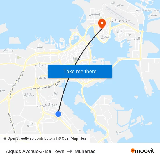 Alquds Avenue-3/Isa Town to Muharraq map