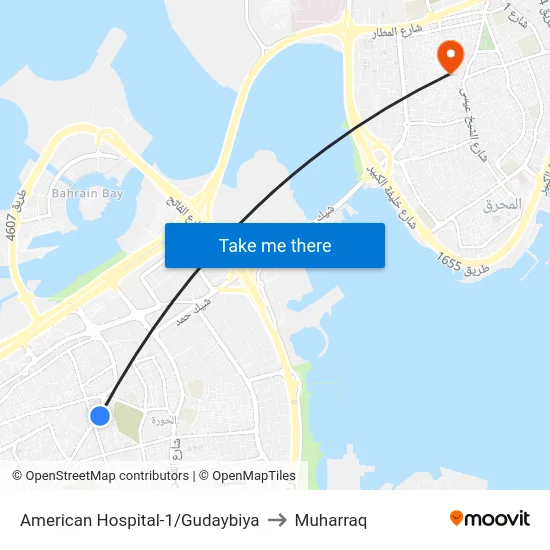 American Hospital-1/Gudaybiya to Muharraq map