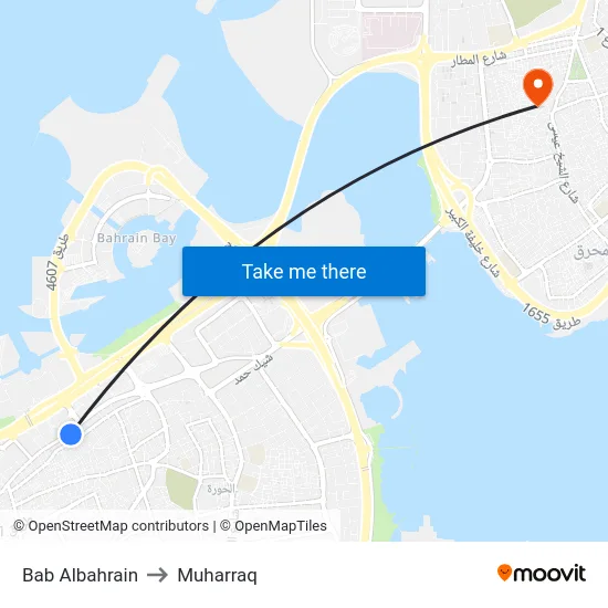 Bab Albahrain to Muharraq map