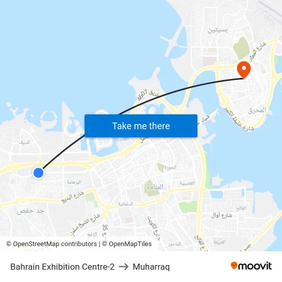 Bahrain Exhibition Centre-2 to Muharraq map