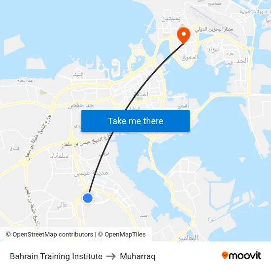 Bahrain Training Institute to Muharraq map