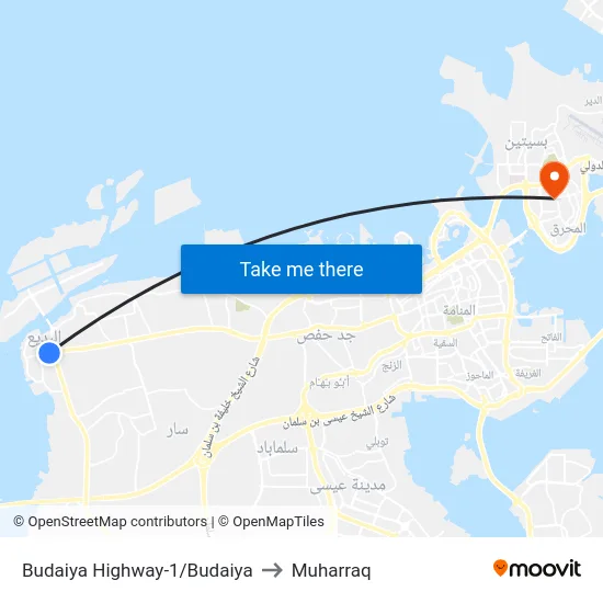 Budaiya Highway-1/Budaiya to Muharraq map