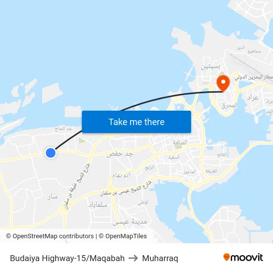 Budaiya Highway-15/Maqabah to Muharraq map