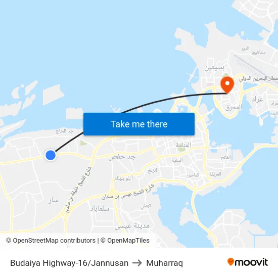 Budaiya Highway-16/Jannusan to Muharraq map