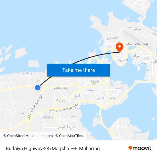 Budaiya Highway-24/Maqsha to Muharraq map