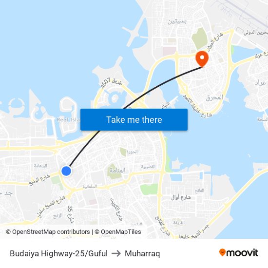 Budaiya Highway-25/Guful to Muharraq map