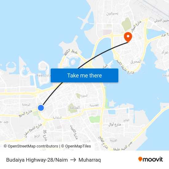 Budaiya Highway-28/Naim to Muharraq map
