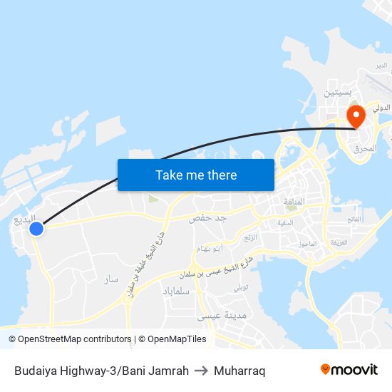 Budaiya Highway-3/Bani Jamrah to Muharraq map