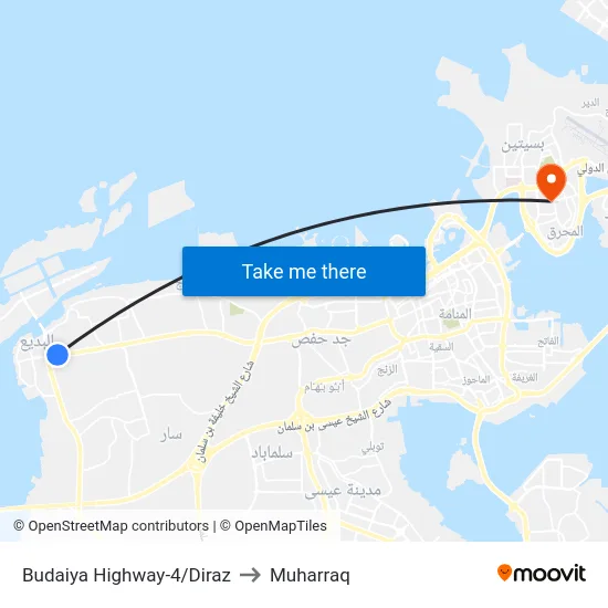 Budaiya Highway-4/Diraz to Muharraq map